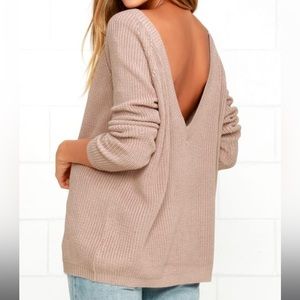 LuLus Just For You Light Brown Backless Sweater sz. Med